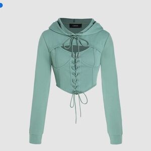 🌿 Cider - Mint Green Corset Lace Up Hoodie 🌿 NEW, never worn! ✨ Medium/Large